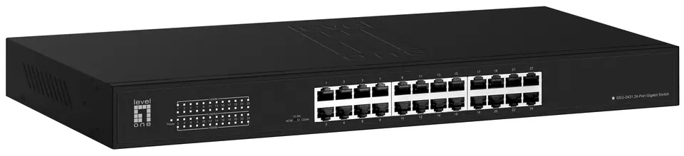 ⁨LevelOne Switch 24x GE GEU-2431 19\" Rack Mount Kit Nie zarządzany Gigabit Ethernet (10/100/1000) 1U Czarny⁩ w sklepie Wasserman.eu