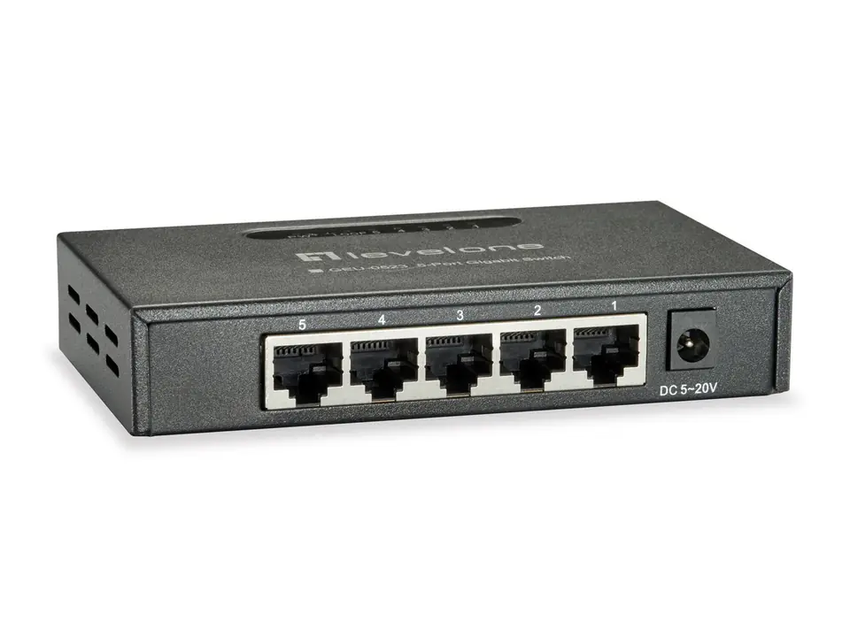 ⁨LevelOne GEU-0523 network switch Unmanaged Gigabit Ethernet (10/100/1000) Black⁩ at Wasserman.eu