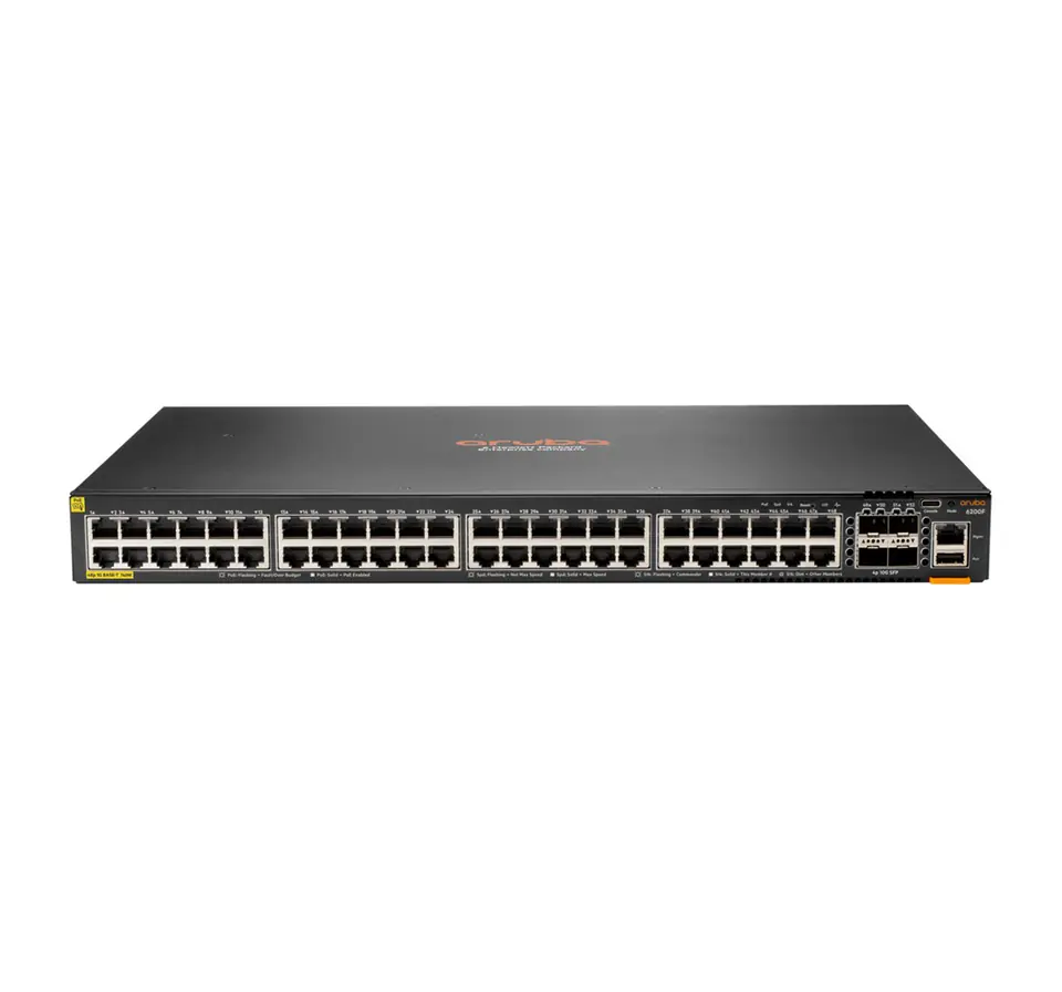 ⁨Aruba 6200F 48G Class4 PoE 4SFP+ 370W Managed L3 Gigabit Ethernet (10/100/1000) Power over Ethernet (PoE) 1U Black⁩ at Wasserman.eu