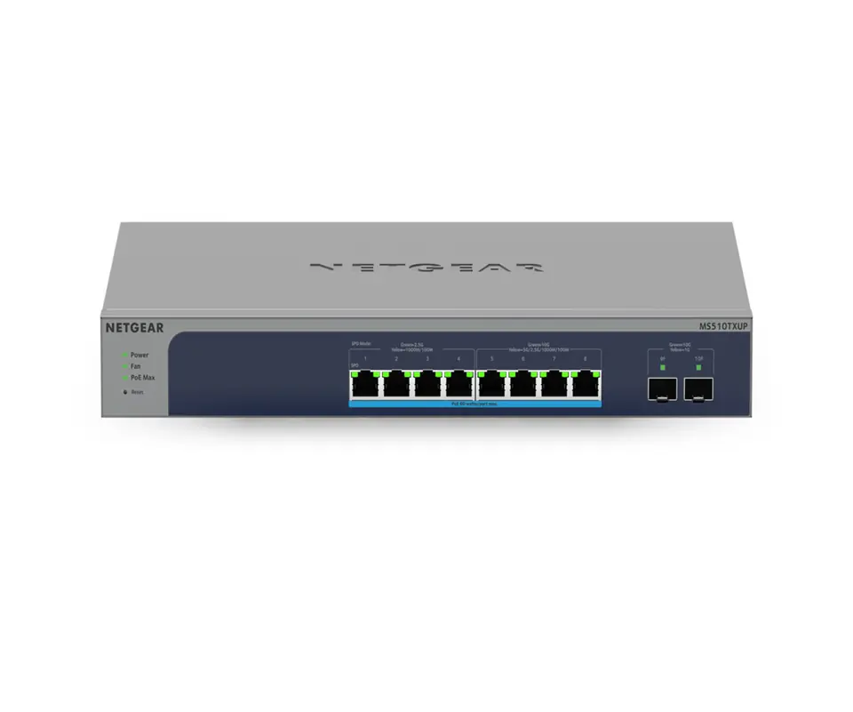 ⁨NETGEAR MS510TXUP łącza sieciowe Zarządzany L2/L3/L4 10G Ethernet (100/1000/10000) Obsługa PoE Szary, Niebieski⁩ w sklepie Wasserman.eu