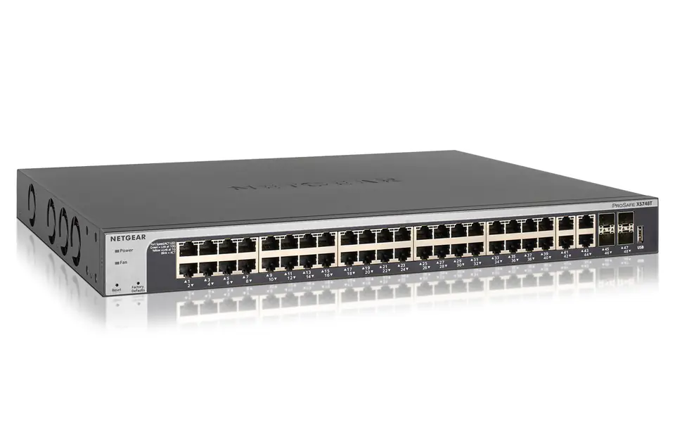 ⁨NETGEAR XS748T-100NES łącza sieciowe Zarządzany L2+/L3 10G Ethernet (100/1000/10000) Czarny⁩ w sklepie Wasserman.eu