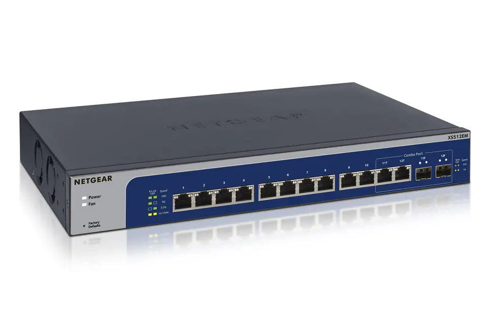 ⁨NETGEAR XS512EM Zarządzany L2 10G Ethernet (100/1000/10000) 1U Niebieski, Szary⁩ w sklepie Wasserman.eu