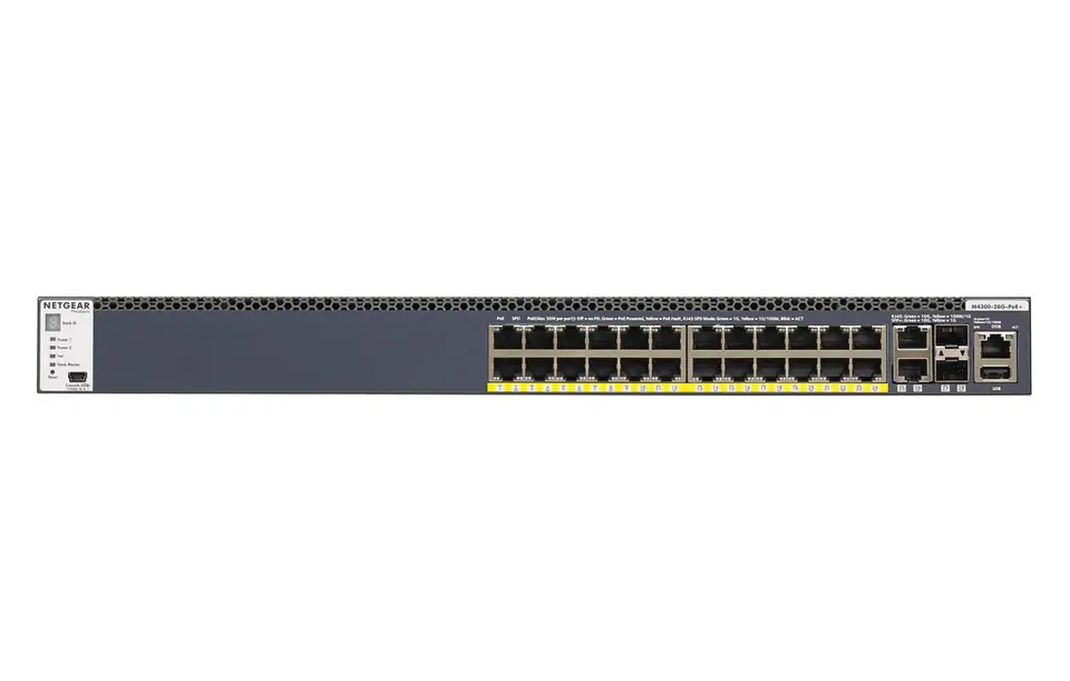 ⁨NETGEAR M4300-28G-PoE+ Managed L2/L3/L4 10G Ethernet (100/1000/10000) Power over Ethernet (PoE) 1U Black⁩ at Wasserman.eu