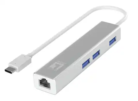 ⁨Adapter LevelOne USB-C -> Gbps LAN + koncentrator USB3.0⁩ w sklepie Wasserman.eu