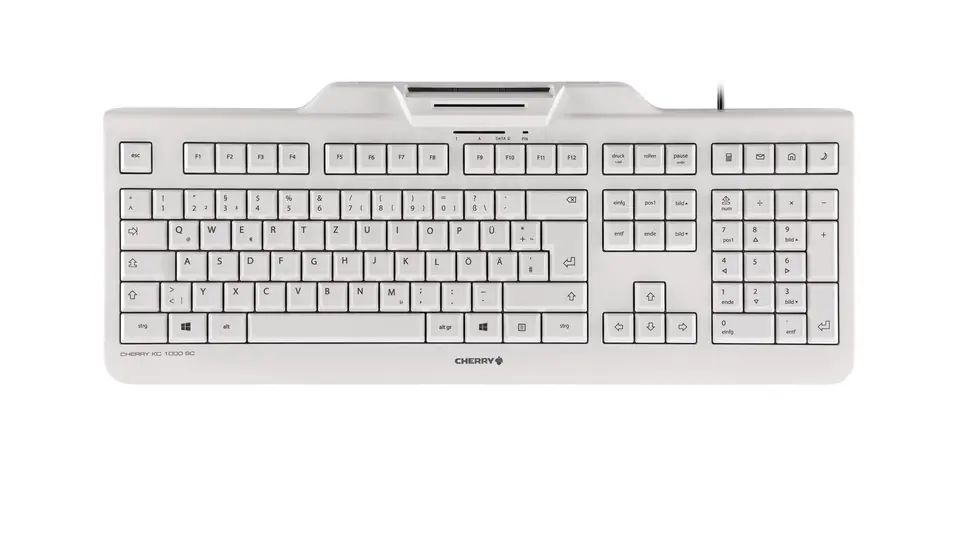 ⁨CHERRY KC 1000 SC klawiatura Biuro USB QWERTZ Niemiecki Szary⁩ w sklepie Wasserman.eu