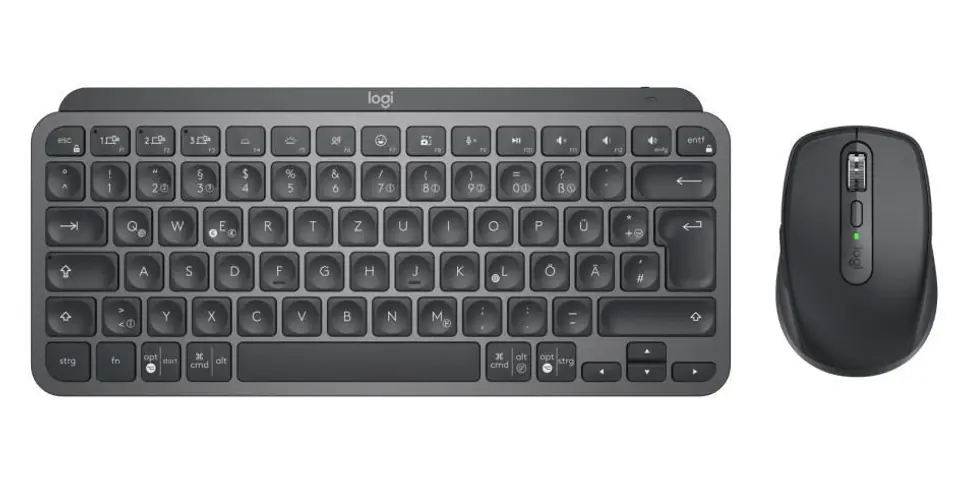 ⁨Logitech 920-011054 klawiatura Dołączona myszka Biuro RF Wireless + Bluetooth QWERTZ Niemiecki Grafitowy⁩ w sklepie Wasserman.eu