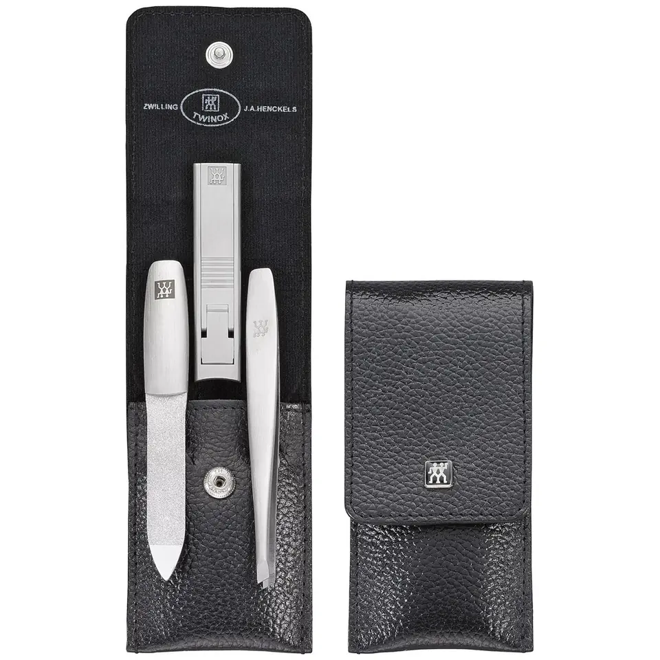 ⁨Zestaw do manicure ZWILLING 97119-004-0 Twinox – czarne, skórzane etui, 3 elementy⁩ w sklepie Wasserman.eu