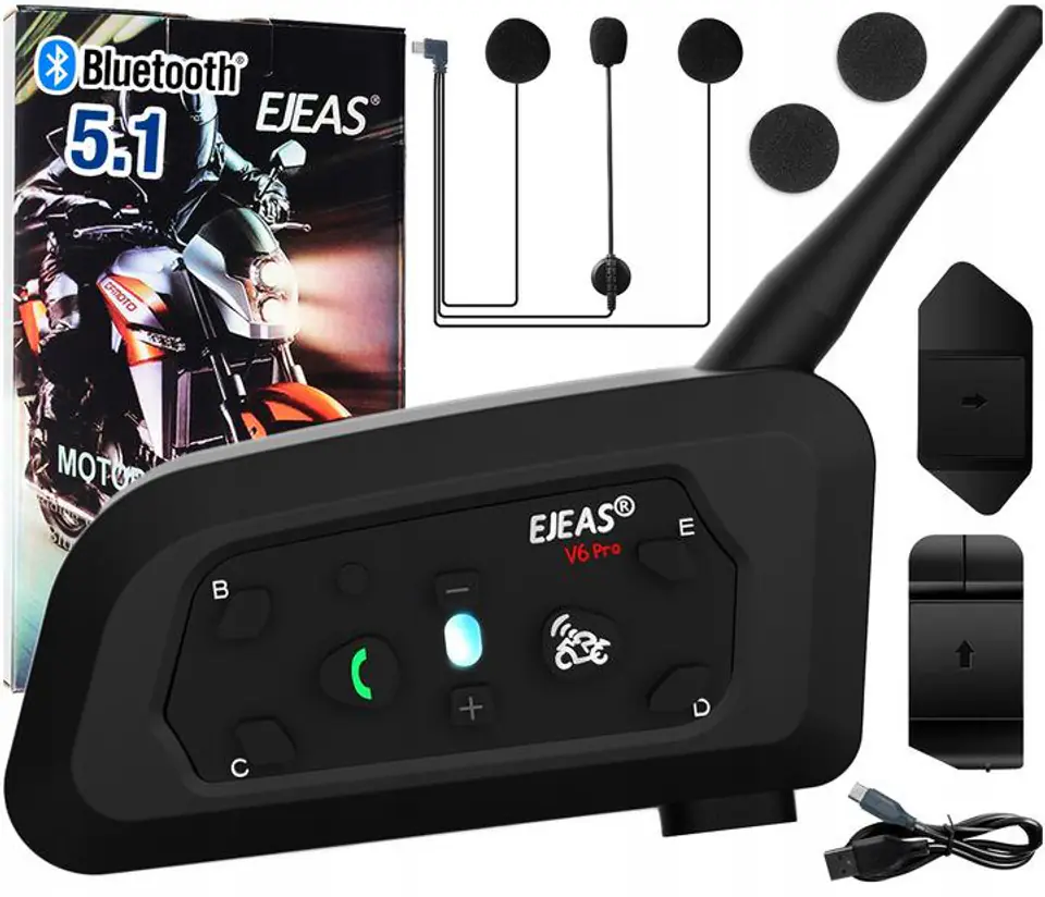 ⁨Ejeas V6 Pro TYPE-C Intercom (1 Helmet Kit)⁩ at Wasserman.eu