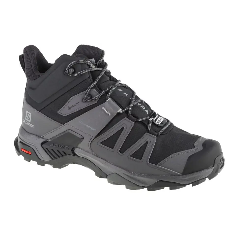 ⁨Buty Salomon X Ultra 4 Mid Wide GTX M (kolor Czarny. Szary/Srebrny, rozmiar 48)⁩ w sklepie Wasserman.eu