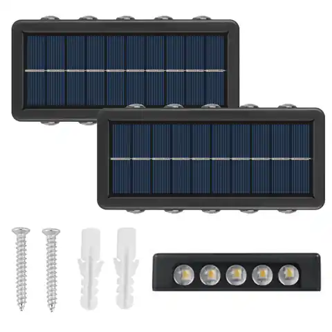 ⁨2x Lampa solarna ścienna słoneczna Alogy Solar Lamp zewnętrzna IP65 2V elewacyjna z czujnikiem zmierzchu 10 LED⁩ w sklepie Wasserman.eu