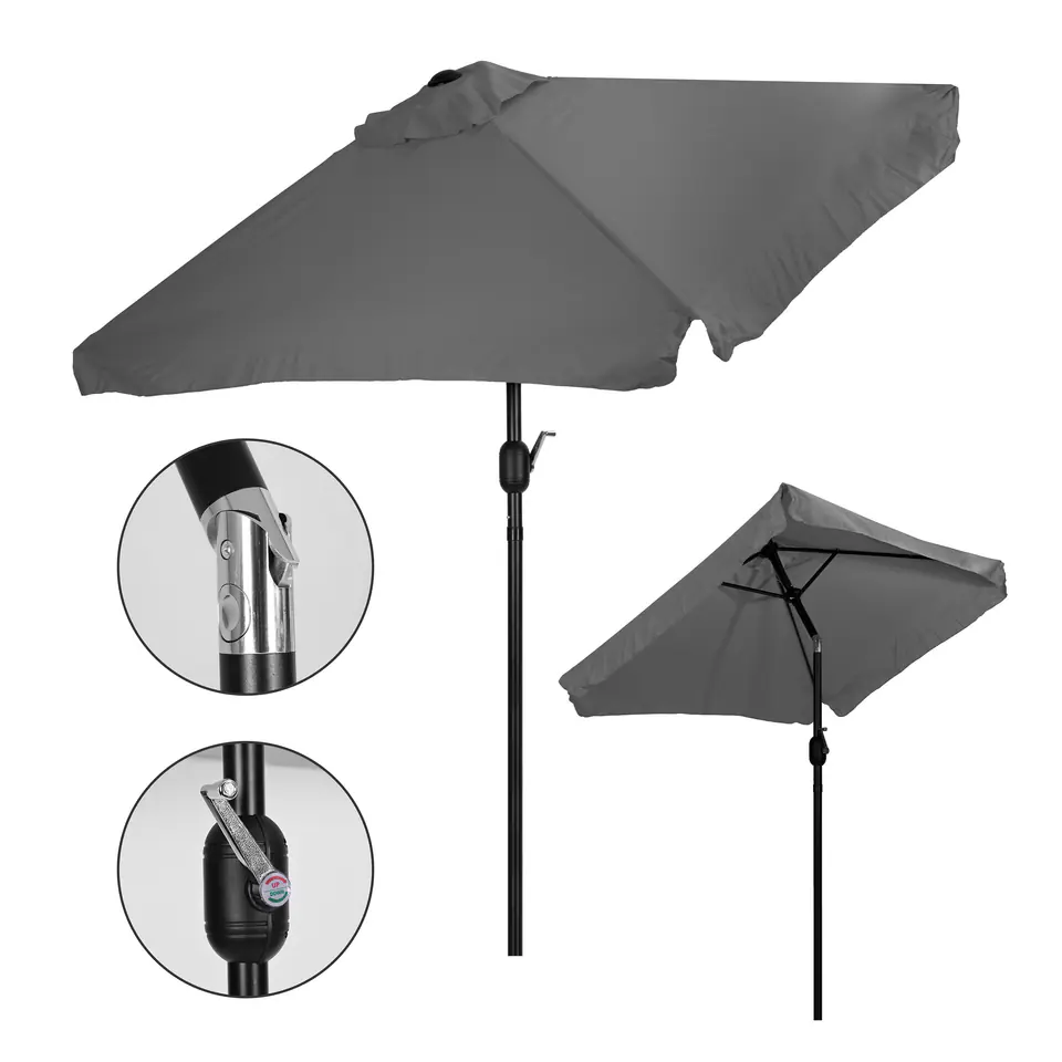 ⁨Prostokątny duży parasol ogrodowy skośny łamany z korbą szary 200x140 cm MultiGarden⁩ w sklepie Wasserman.eu