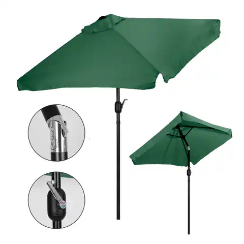 ⁨Prostokątny duży parasol ogrodowy skośny łamany z korbą zielony 200 x 140 cm⁩ w sklepie Wasserman.eu