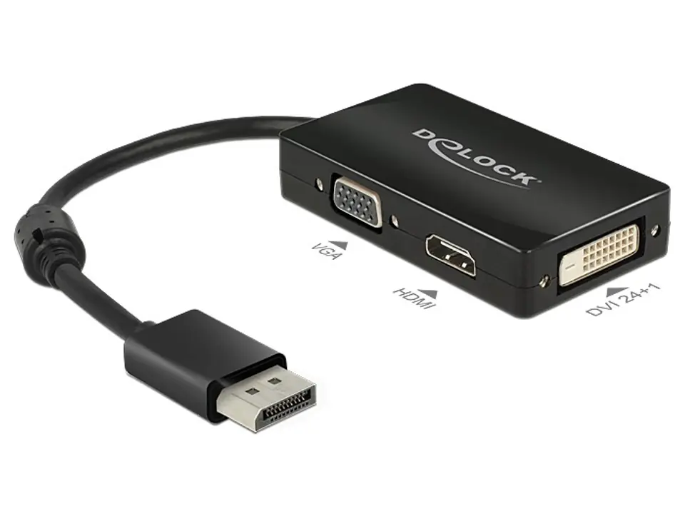 ⁨DeLOCK 0.16m DisplayPort/VGA+HDMI+DVI VGA (D-Sub)+ HDMI + DVI Black⁩ at Wasserman.eu