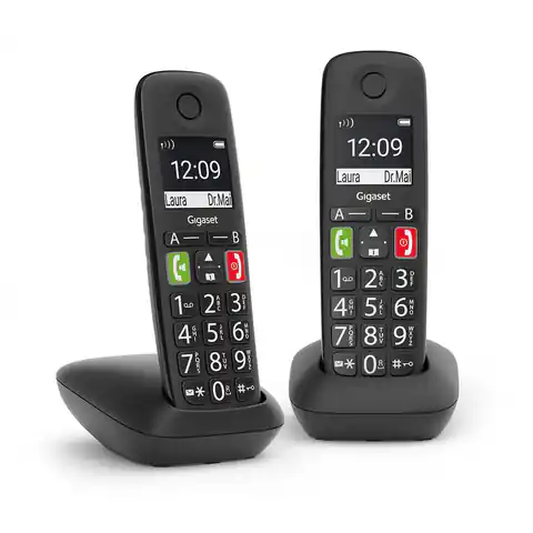 ⁨Gigaset E290 Duo Analog/DECT telephone Caller ID Black⁩ at Wasserman.eu