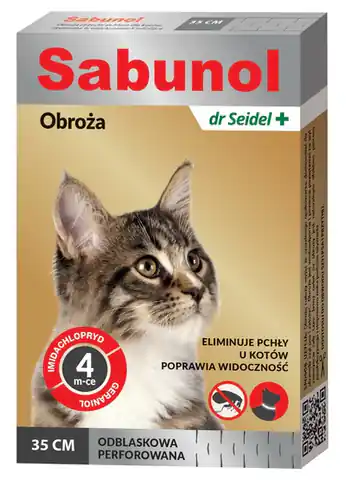 ⁨Sabunol Obroża przeciw pchłom dla kota odblaskowa 35cm⁩ w sklepie Wasserman.eu