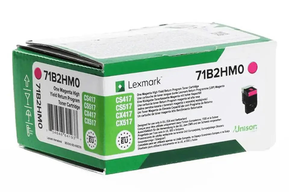 ⁨Oryginalny Toner Magenta Lexmark CS417, CS517, CX417, CX517 (71B2HM0)⁩ w sklepie Wasserman.eu