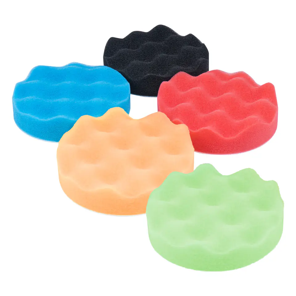⁨Zestaw gąbek do polerowania gąbki polerskie na rzep 5 el. 80 mm amio-03707⁩ w sklepie Wasserman.eu