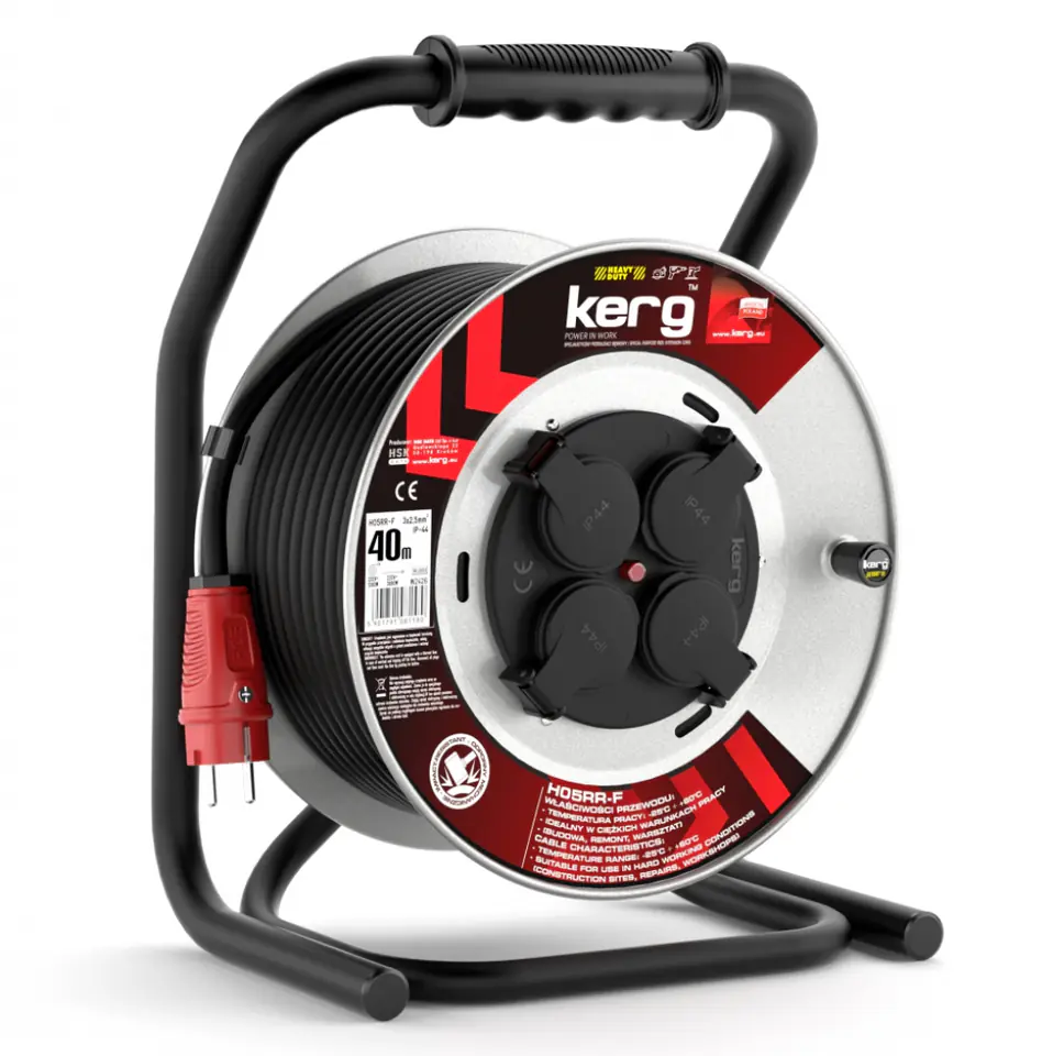 ⁨Przedł.BĘBNOWY KERG 3G2.5 40M CZARNY H05RRF PL guma EPR stałe gniazda⁩ w sklepie Wasserman.eu