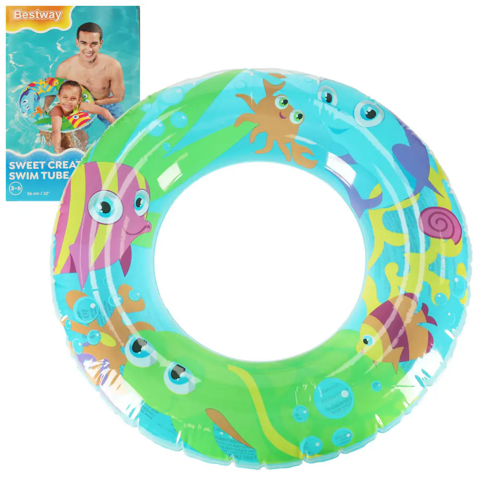 ⁨Kółko do pływania koło dmuchane BESTWAY 36013 rybki 56cm⁩ w sklepie Wasserman.eu