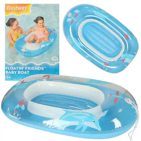 ⁨BESTWAY 34037 Kółko do pływania dla niemowląt koło pontonik dla dzieci dmuchany z siedziskiem łódka ponton niebieski 3+ 45kg⁩ w sklepie Wasserman.eu