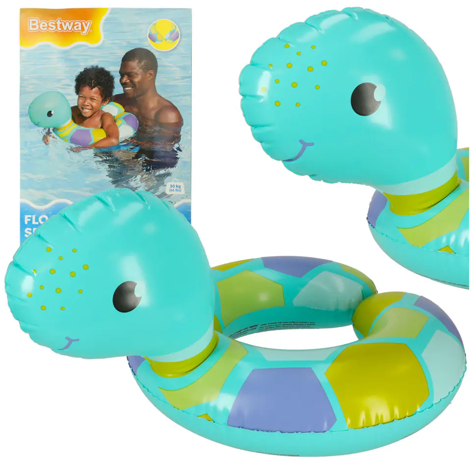 ⁨Kółko do pływania koło dmuchane BESTWAY 36405 żółw 50x46cm⁩ w sklepie Wasserman.eu