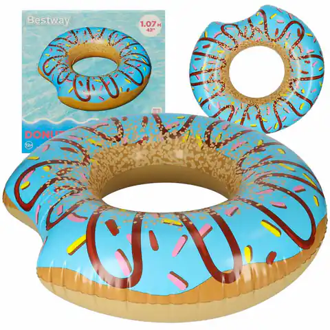 ⁨BESTWAY 36118 Koło do pływania dmuchane donut niebieskie 107cm 100kg⁩ w sklepie Wasserman.eu
