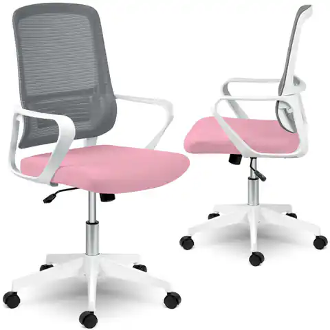 ⁨Fotel biurowy z mikrosiatki Sofotel Wizo biało-różowy⁩ w sklepie Wasserman.eu