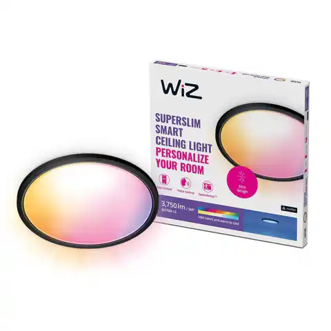 ⁨WiZ | Smart WiFi SuperSlim Ceiling 545mm, Black | 32 W | 2200-6500 K (RGB)⁩ w sklepie Wasserman.eu