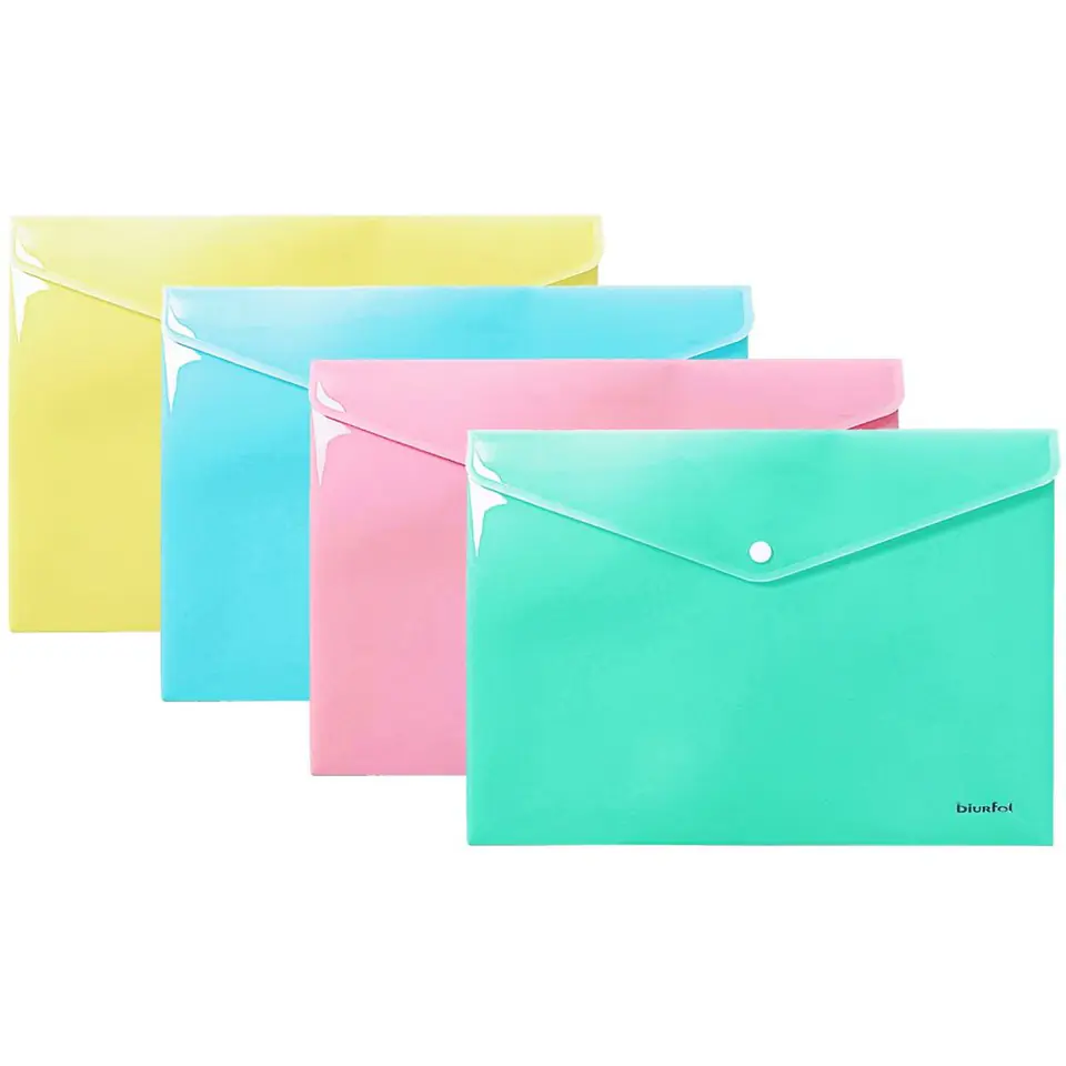 ⁨Teczka kopertowa na zatrzask A5 PP pastel MIX (10szt.) TKP-A5 BIURFOL⁩ w sklepie Wasserman.eu