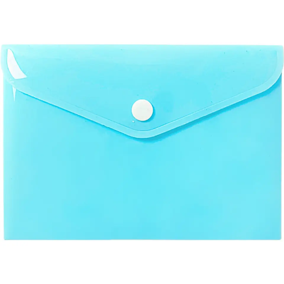 ⁨Teczka kopertowa na dokumenty A6 na zatrzask PP pastelowy niebieski TKP-A6-02 BIURFOL⁩ w sklepie Wasserman.eu