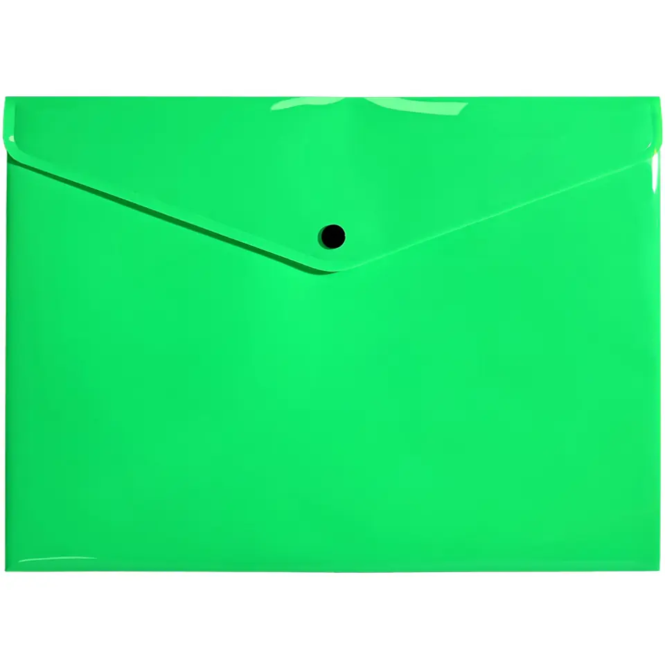 ⁨Teczka kopertowa na dokumenty A4 na zatrzask PP neonowy zielony TK-NEON-A4-03 BIURFOL⁩ w sklepie Wasserman.eu