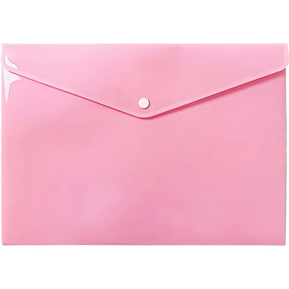 ⁨Teczka kopertowa na dokumenty A4 na zatrzask PP pastelowy różowy TKP-A4-01 BIURFOL⁩ w sklepie Wasserman.eu