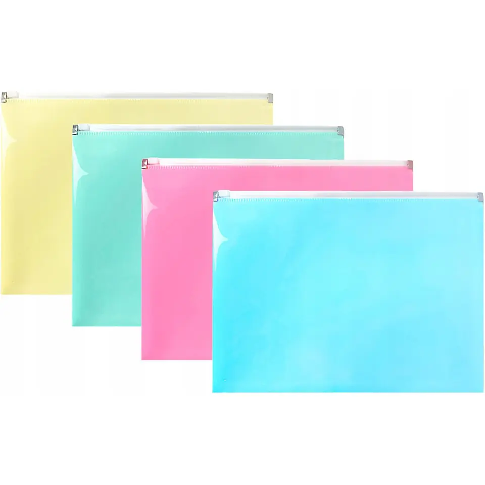 ⁨Teczka na dokumenty A5 na suwak PP 10 sztuk mix pastelowy TSP-A5 BIURFOL⁩ w sklepie Wasserman.eu