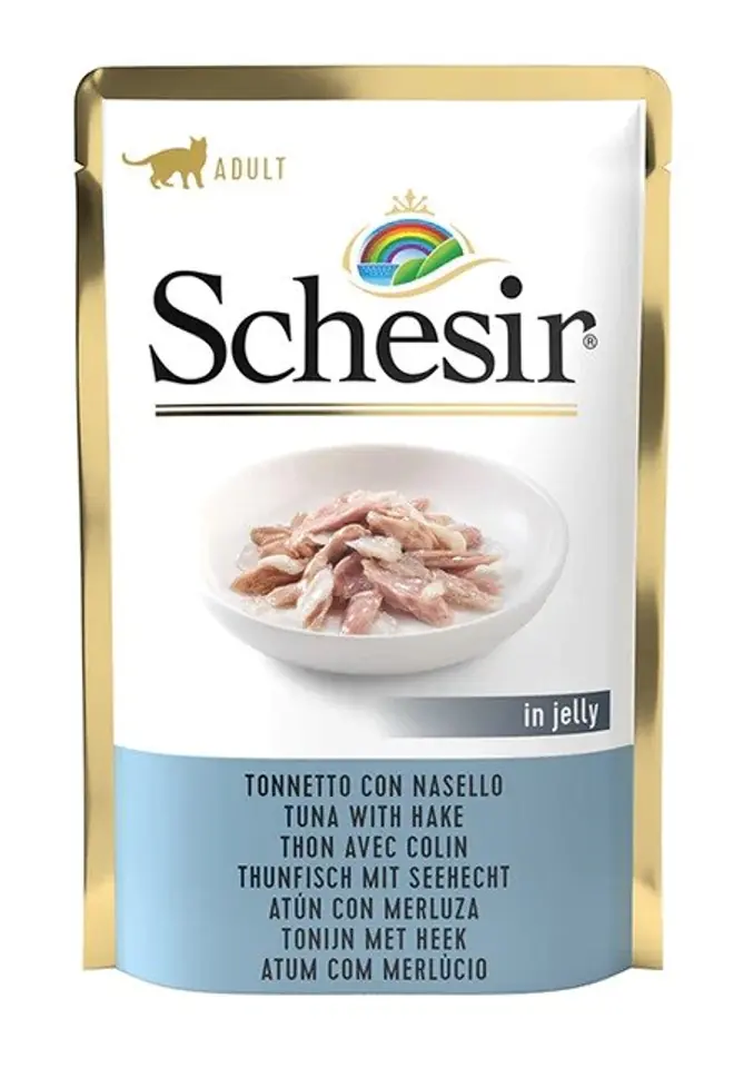 ⁨SCHESIR dla kotów Adult Tuńczyk z morszczukiem 85g⁩ w sklepie Wasserman.eu