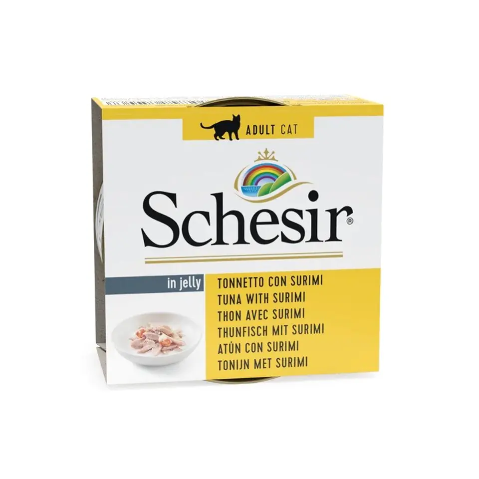 ⁨SCHESIR dla kotów Adult w Galarecie Tuńczyk z Surimi 85g⁩ w sklepie Wasserman.eu