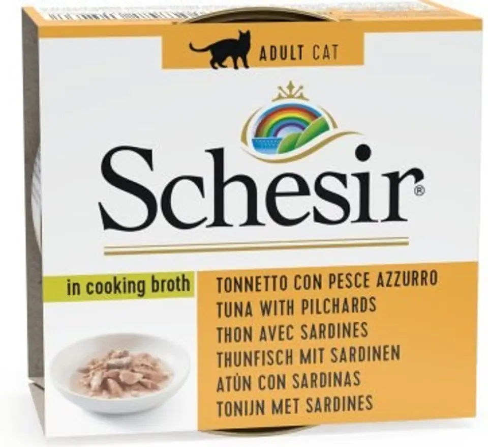 ⁨SCHESIR in cooking broth Tuna with sardines - wet cat food - 70 g⁩ at Wasserman.eu