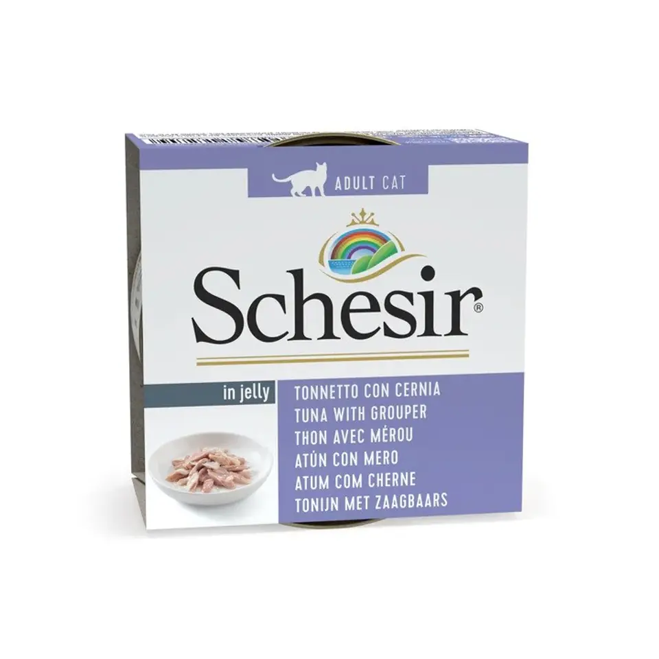 ⁨SCHESIR in jelly Tuna with grouper  - wet cat food - 85 g⁩ at Wasserman.eu