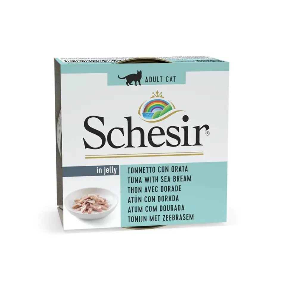 ⁨SCHESIR in jelly Tuna with sea bream - wet cat food - 85 g⁩ at Wasserman.eu