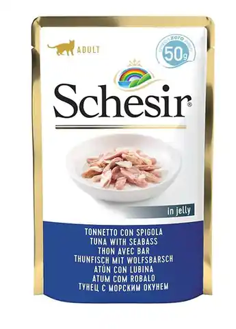 ⁨SCHESIR in jelly Tuna with seabass - wet cat food - 50 g⁩ at Wasserman.eu