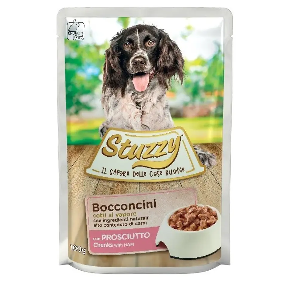 ⁨STUZZY Chunks with ham - wet dog food - 100 g⁩ at Wasserman.eu