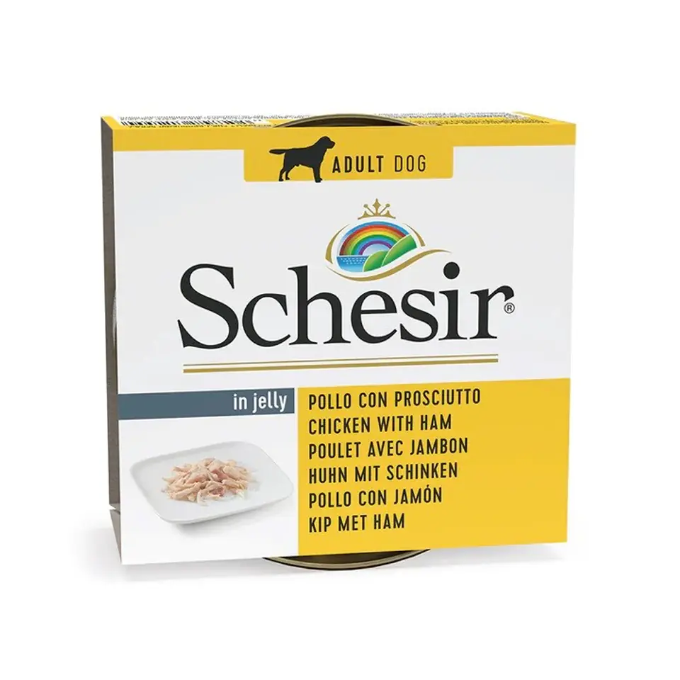 ⁨SCHESIR in jelly Chicken with ham - wet dog food - 150 g⁩ at Wasserman.eu