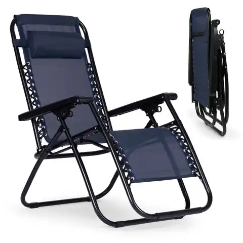 ⁨Leżak fotel ogrodowy regulowane oparcie ZERO GRAVITY ModernHome - niebieski⁩ w sklepie Wasserman.eu