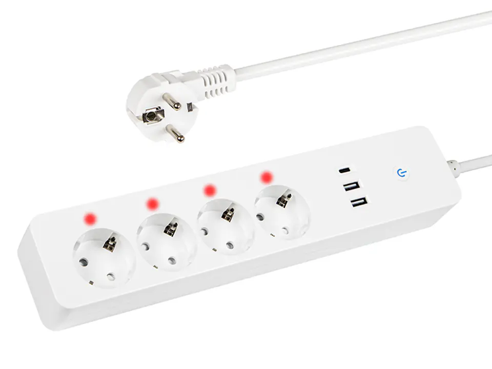 ⁨Inteligentna listwa zasilająca 1,5m 2xUSB+USB-C WiFi TUYA⁩ w sklepie Wasserman.eu