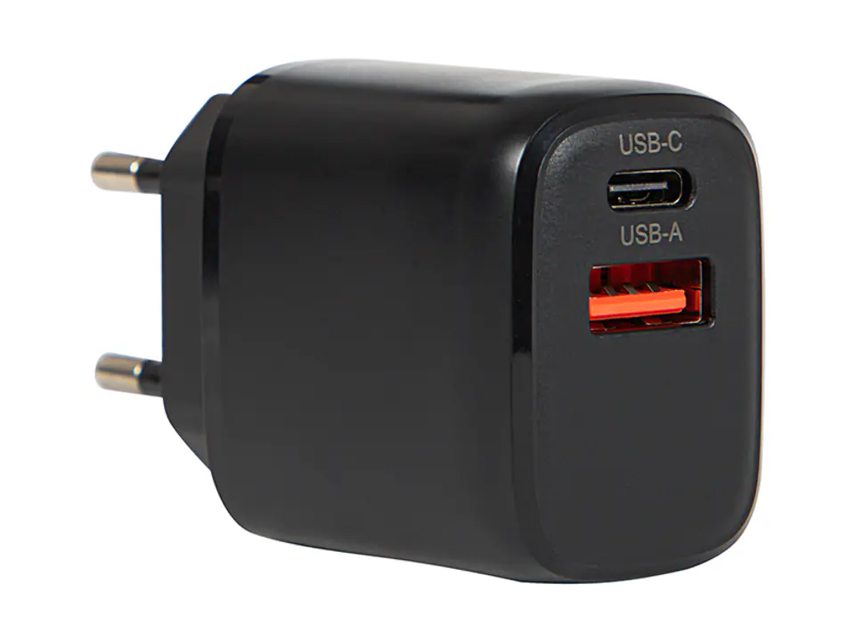 ⁨Ładowarka sieciowa gniazdo USB + USB-C QC 20W⁩ w sklepie Wasserman.eu