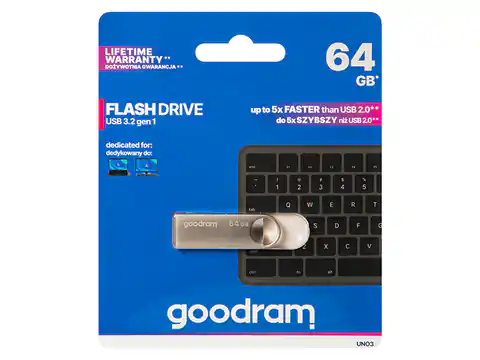 ⁨GOODRAM FLASHDRIVE 64GB UNO3 SILVER USB 3.2 Gen 1⁩ w sklepie Wasserman.eu