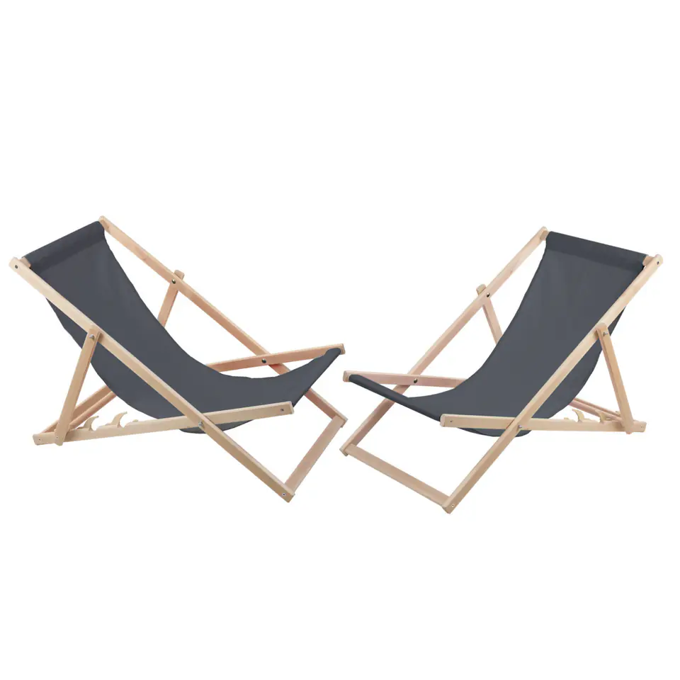 ⁨zestaw 2 lezaków  SZARYCH, złozone Woodok⁩ w sklepie Wasserman.eu
