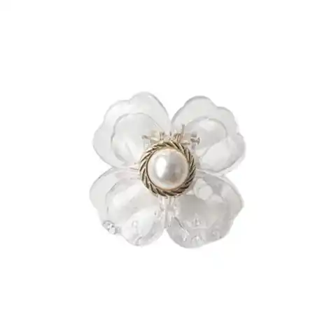 ⁨Spinka do włosów klamra XL kwiat transparentny złoty perła 6,5 x 6,5 cm SP271⁩ w sklepie Wasserman.eu
