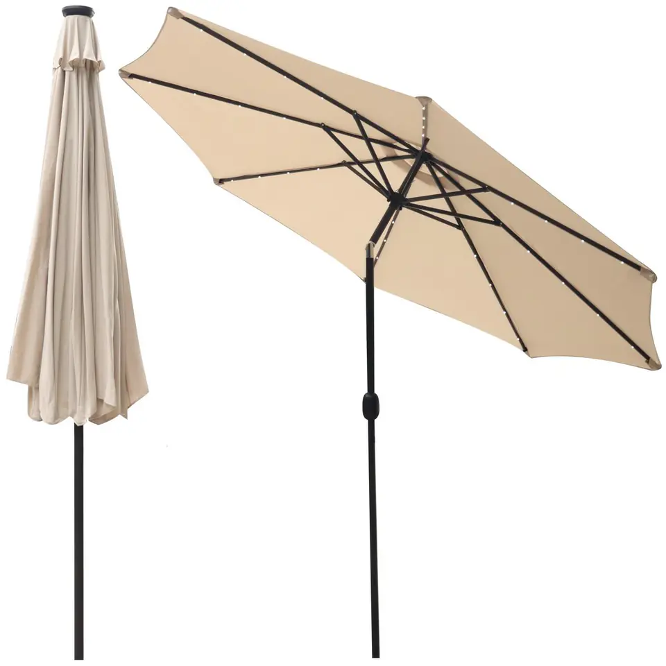 ⁨PARASOL OGRODOWY Z OŚWIETLENIEM LED 300CM BEŻOWY⁩ w sklepie Wasserman.eu