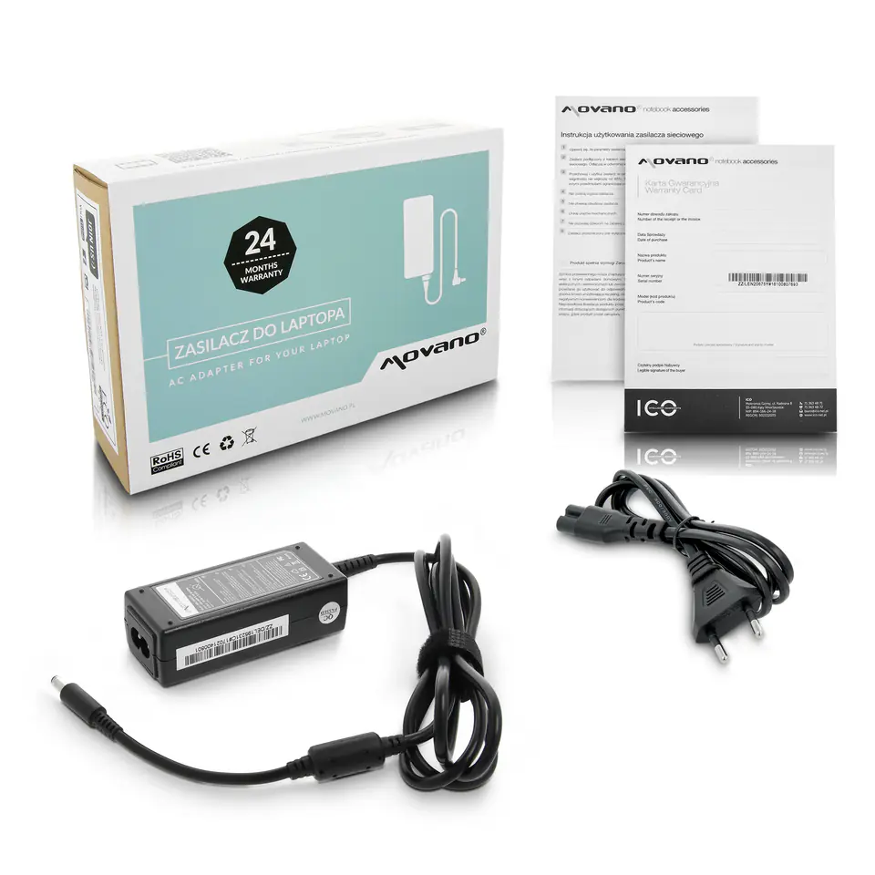 ⁨Zasilacz Movano 19.5v 2.31a (4.5x3.0 pin) 45W do Dell⁩ w sklepie Wasserman.eu