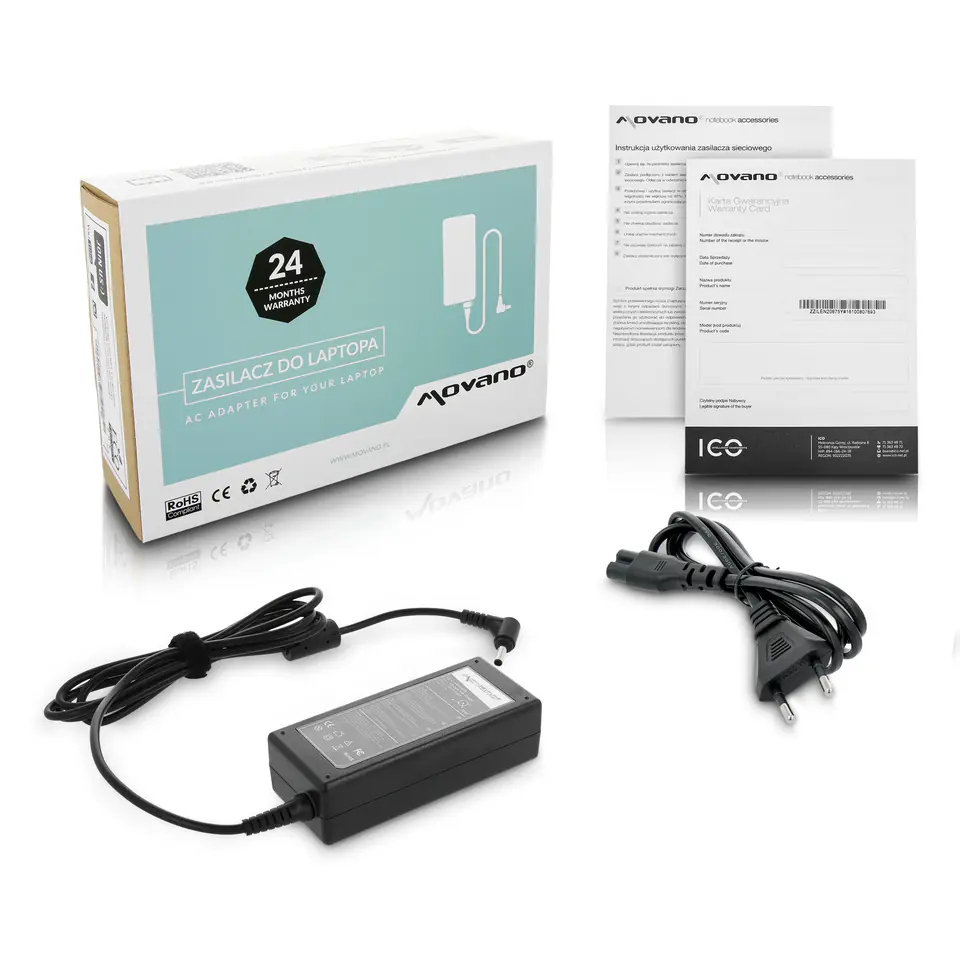 ⁨Zasilacz Movano 19v 3.42a (4.5x3.0 pin) 65W do Asus⁩ w sklepie Wasserman.eu